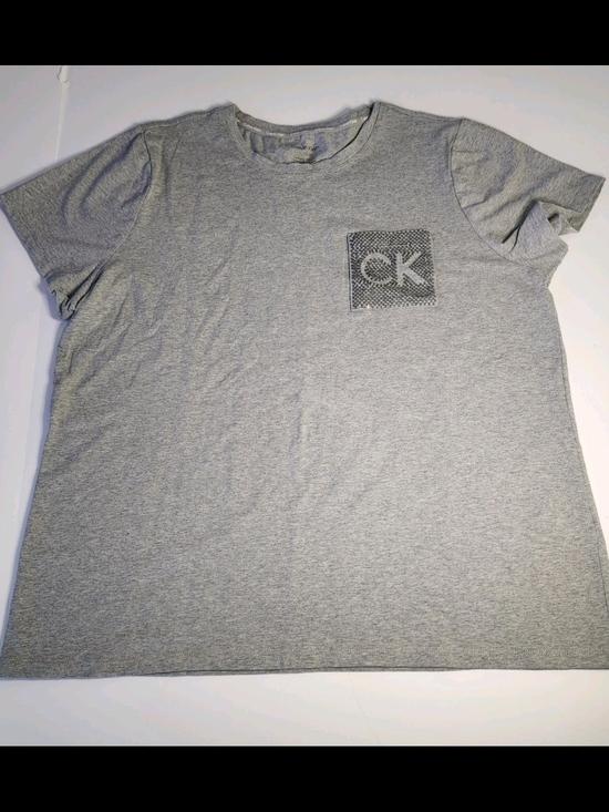 Calvin Klein Tops - Ladies Size XL Calvin Klein Light Gray CK Pocket Tee W/Sequins